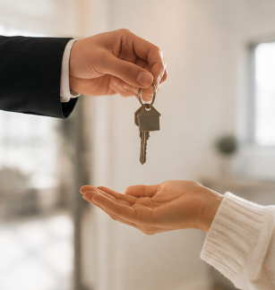 Handing over keys to a new residence